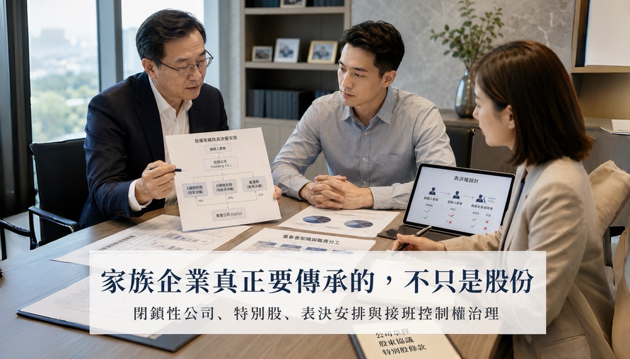 【 家族企業真正要傳承的不只是股份 】閉鎖性公司、特別股、表決安排與接班控制權治理