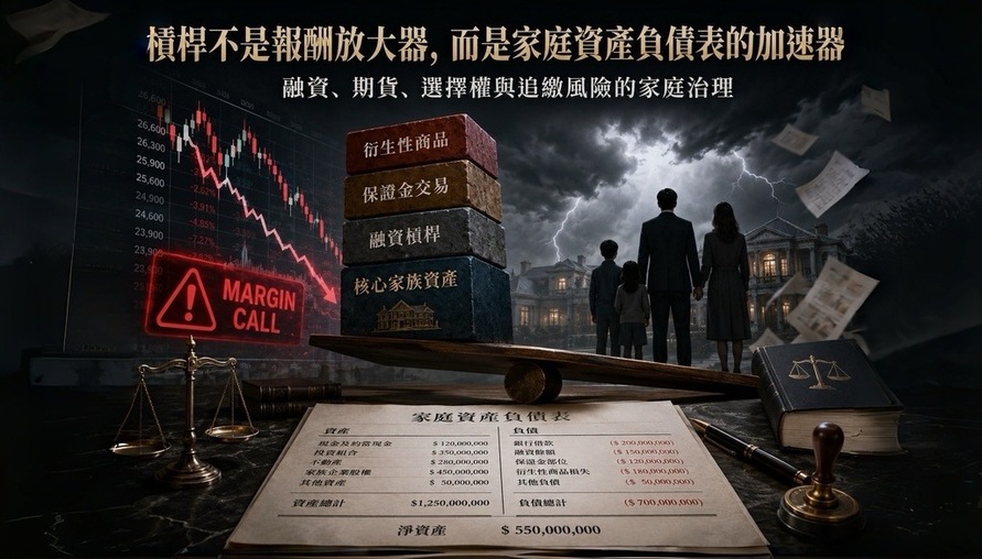 【 槓桿不是報酬放大器，而是家庭資產負債表的加速器 】房貸、信貸、融資融券、保證責任與家庭連鎖清償風險