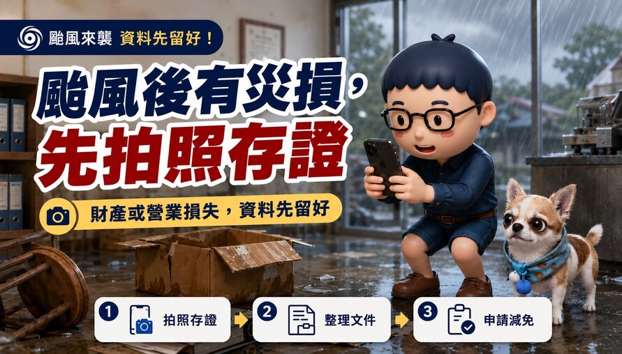 颱風後有財產或營業損失，先拍照存證！災損減免稅 3 步驟一次看