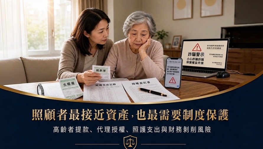 【 照顧者最接近資產，也最需要制度保護 】從提款卡、照護費到繼承爭議，看見家庭責任與財產權限之間最危險的灰色地帶