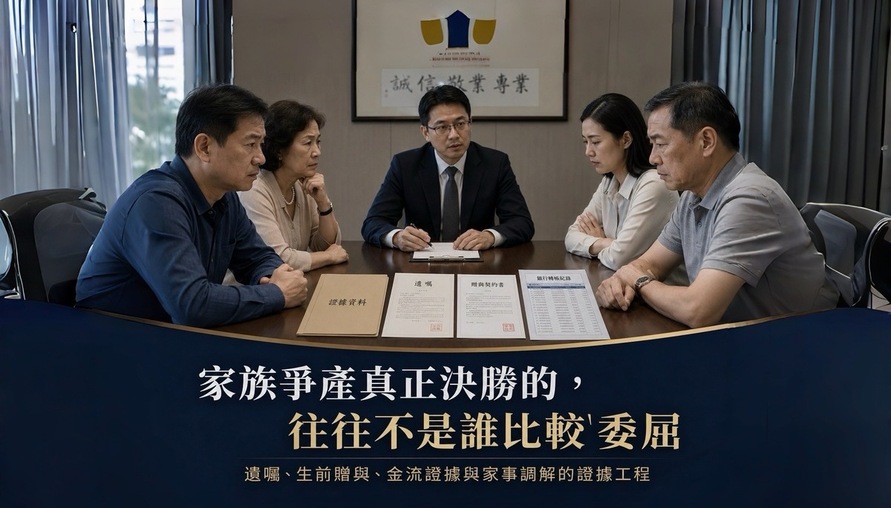 【 家族爭產真正決勝的，往往不是誰比較委屈 】從口頭承諾、臨終移轉、遺囑形式到舉證責任的家庭證據戰
