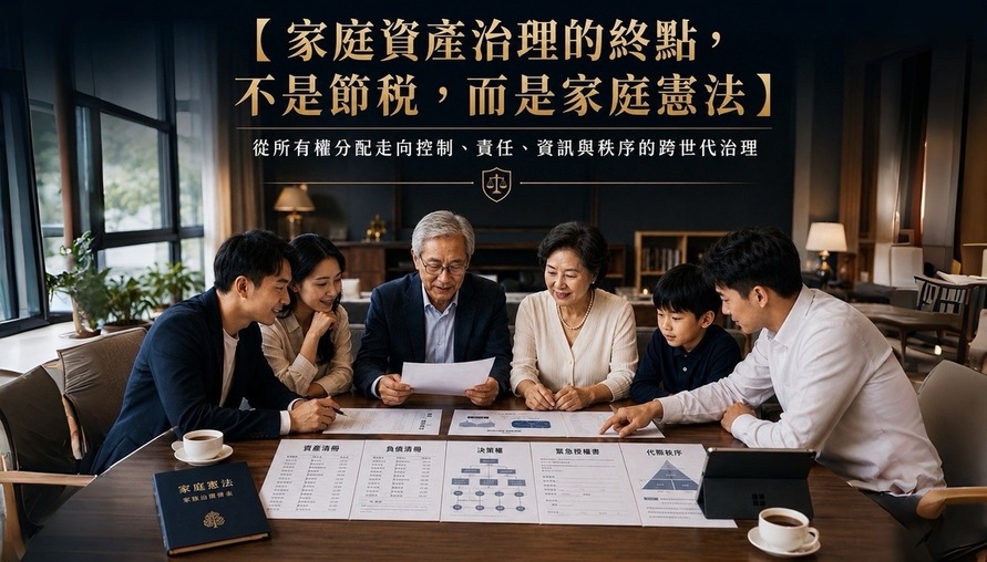 【 家庭資產治理的終點，不是節稅，而是家庭憲法 】從所有權分配走向控制、責任、資訊與秩序的跨世代治理