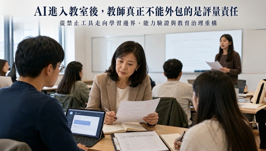 【 AI進入教室後，教師真正不能外包的是評量責任 】從禁止工具走向學習邊界、能力驗證與教育治理重構