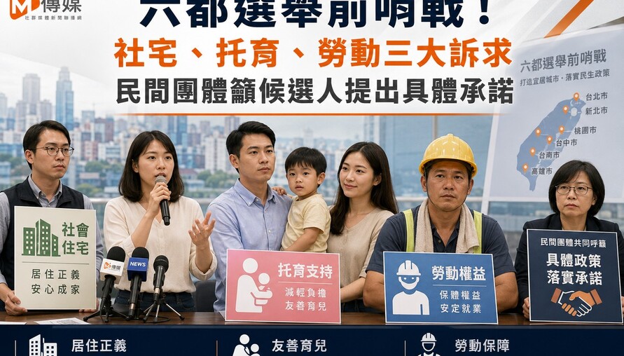 六都選舉前哨戰！社宅、托育、勞動三大訴求 民間團體籲候選人提出具體承諾