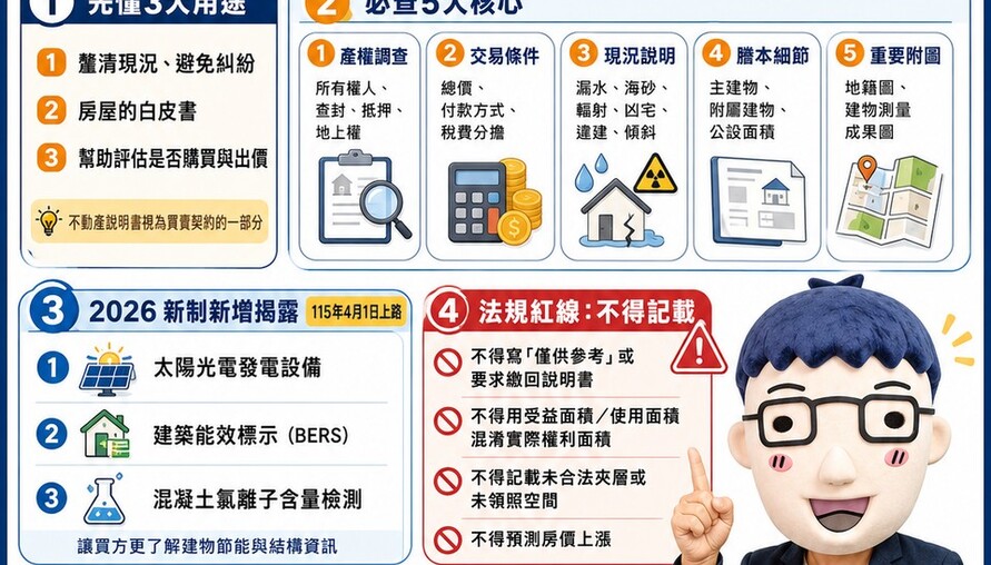 不動產說明書懶人包｜買房別只翻最後一頁！2026新制、5大查核重點一次看懂