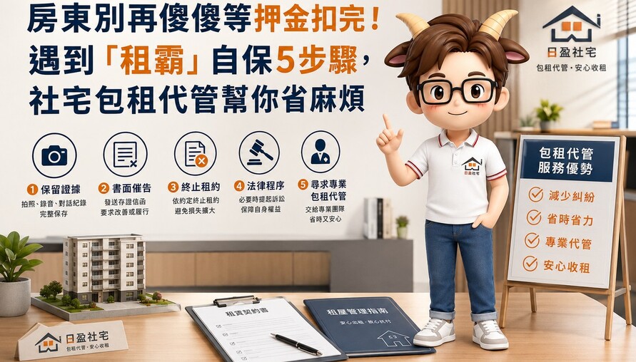 房東別再傻傻等押金扣完！遇到「租霸」自保5步驟，社宅包租代管幫你省麻煩