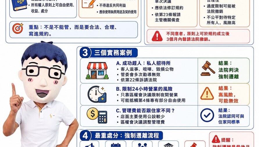一圖秒懂》社區規約管店面！合法嗎？能禁營業時間嗎？違規最重可強制遷離