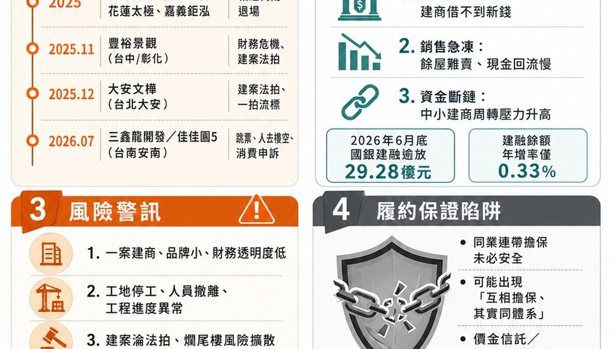 建商倒閉潮來襲！2025-2026全台至少7家建商陣亡 爛尾樓風暴擴散 購屋族自保全攻略