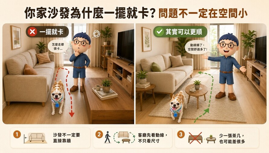 你家沙發為什麼一擺就卡？問題不一定在空間小