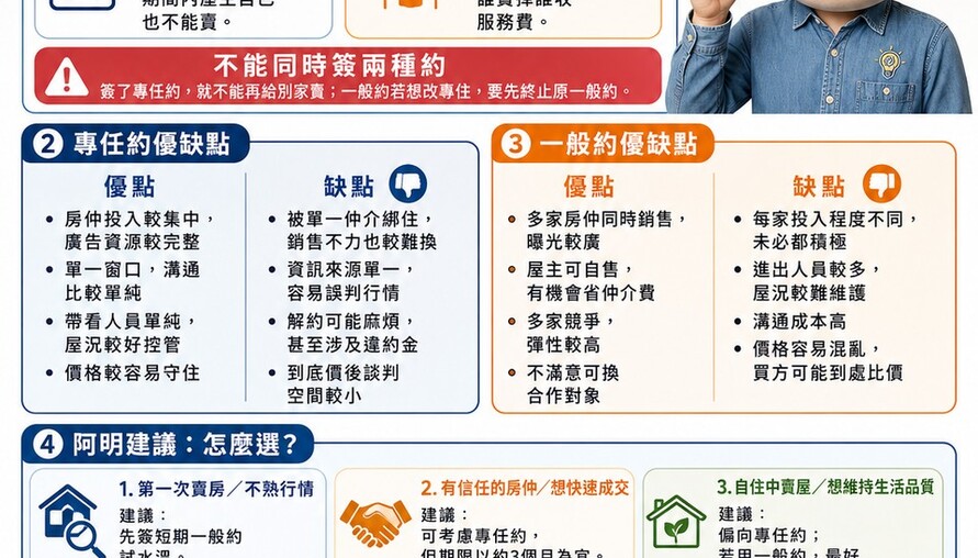 賣房簽約「一般約vs專任約」懶人包｜賣厝阿明 知識+