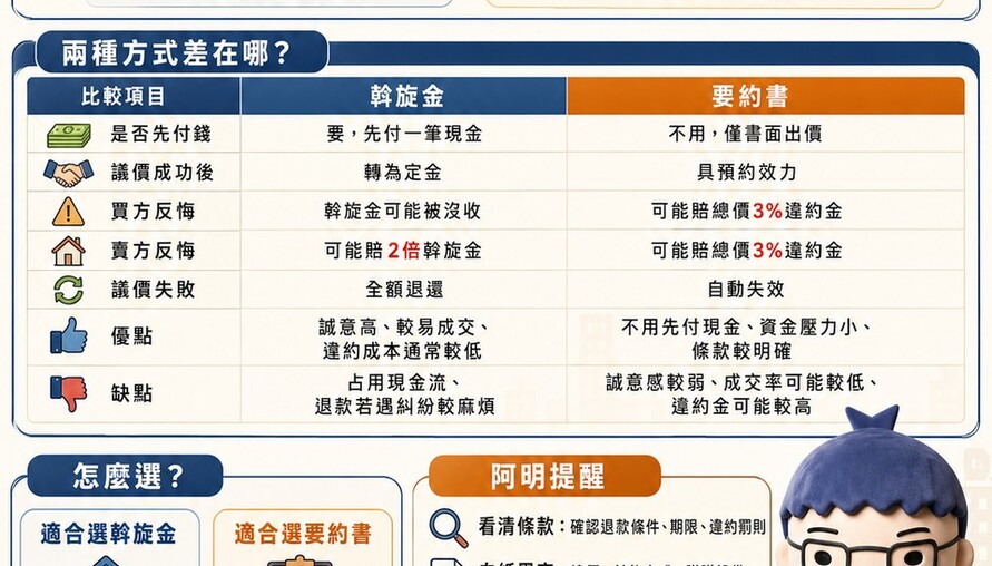 買房出價「斡旋金vs要約書」怎麼選？賣厝阿明一次說清楚！