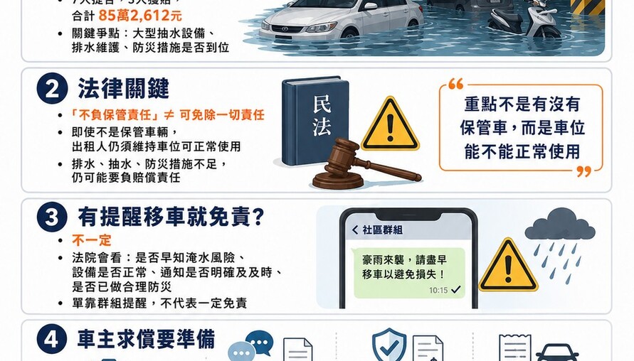 一張紙就想甩鍋？停車場「不負保管責任」攏是假！台南房東被法院打臉賠85萬 律師：免責聲明根本廢紙一張！