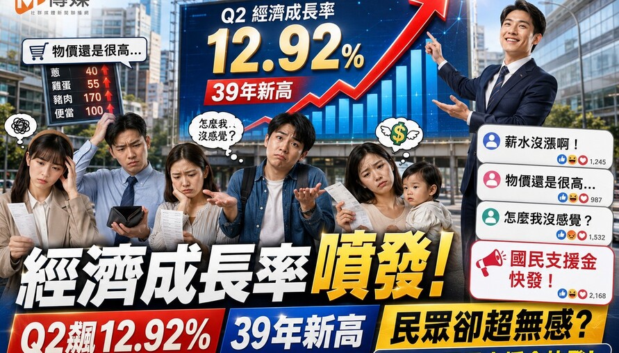 經濟成長率「噴發」！Q2飆12.92%創39年新高，民眾卻超無感？網喊：「國民支援金」快發！