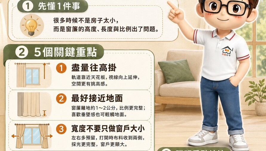 不是房子太小，是窗簾掛錯了！租屋族、首購族必看，五招讓小宅瞬間變大！