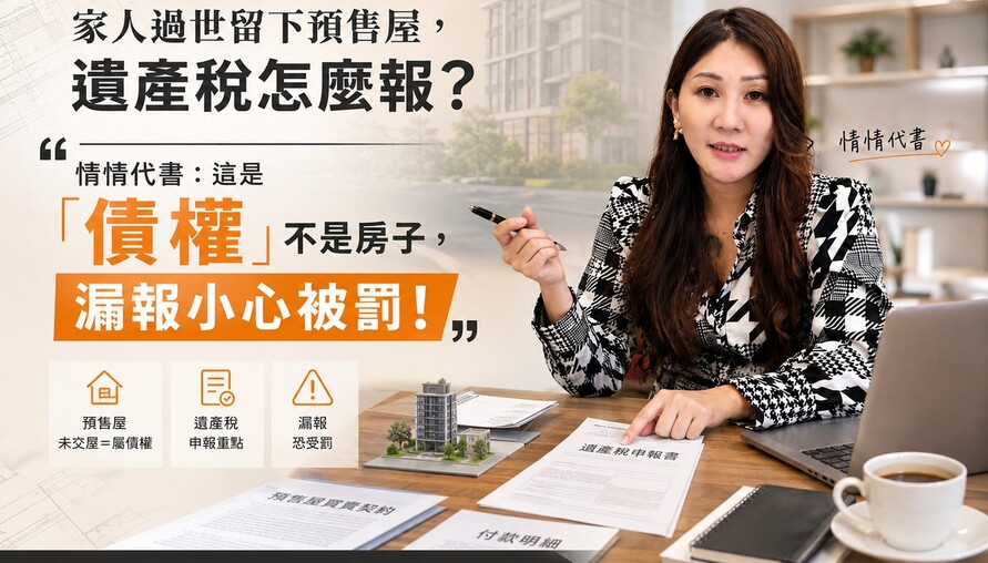 家人過世留下預售屋，遺產稅怎麼報？情情代書：這是「債權」不是房子，漏報小心被罰！