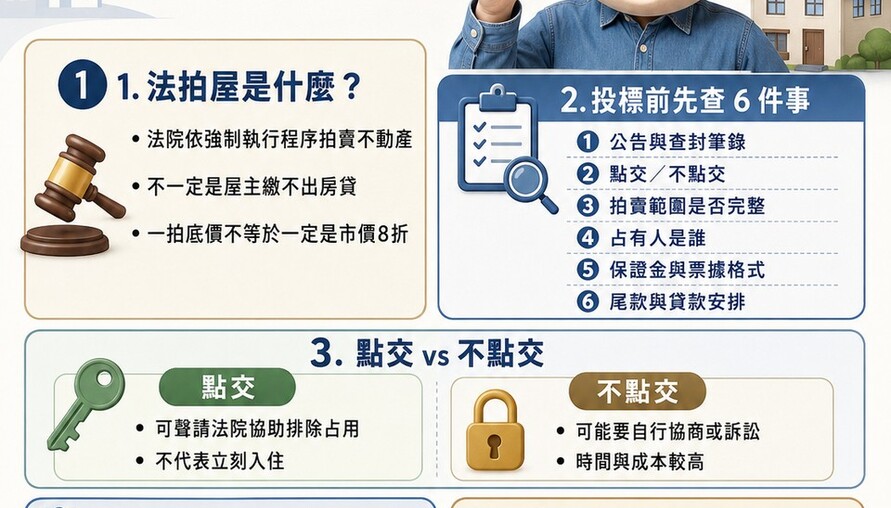 法拍屋入門全攻略｜價格可能便宜，但風險不會打折！流程、點交、資金一次看懂