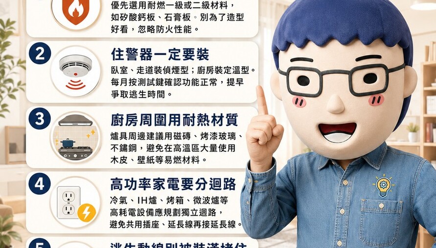 裝潢美美的，卻忘了安全？阿明教你5個保命設計，別讓火災毀了你的家！