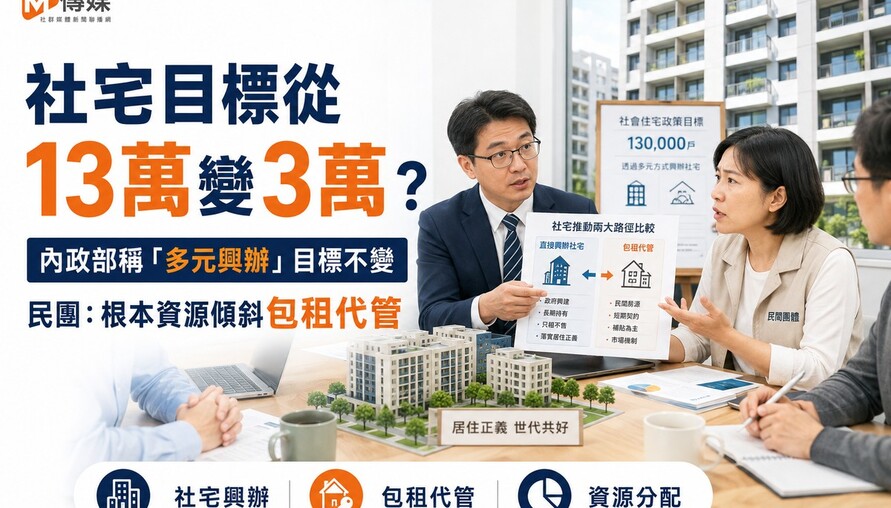 社宅目標從13萬變3萬？內政部稱「多元興辦」目標不變 民團：根本資源傾斜包租代管