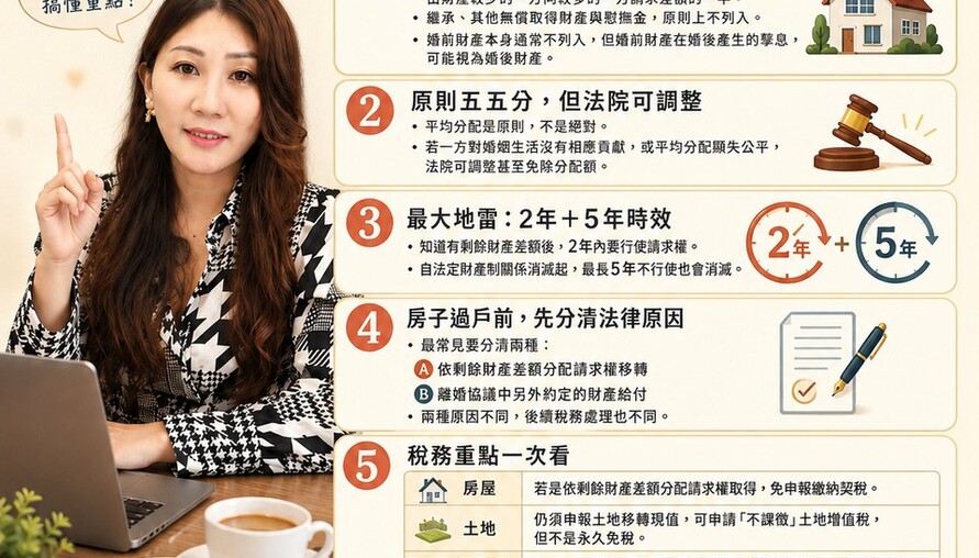 離婚分產一人一半?情情解析剩餘財產、2年5年時效　房子怎麼過戶才不踩稅務雷