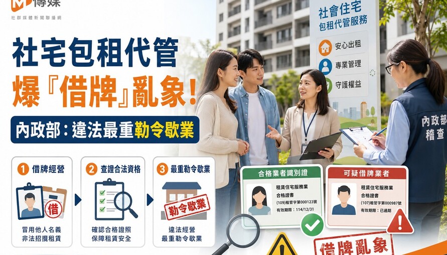 社宅包租代管爆「借牌」亂象！管理人員證照竟成「租牌黑市」 內政部重話：違法最重勒令歇業