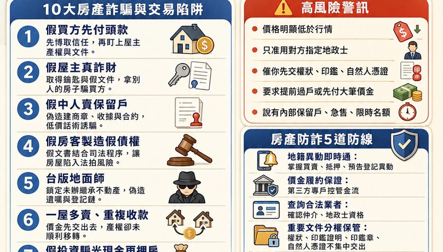 買房十大詐騙與交易陷阱全解析》地面師、假買方騙屋、假保留戶、凶宅隱瞞　千萬房產這樣守