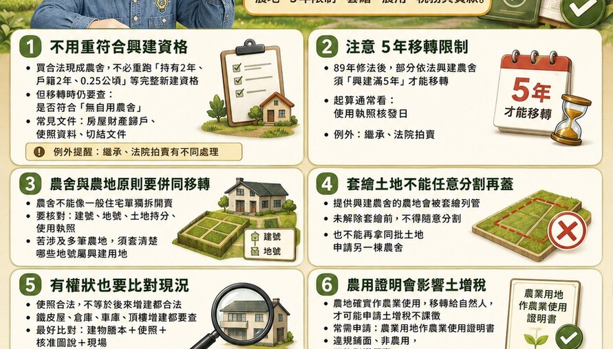買現成農舍》5年限制、套繪、農用證明7大重點一次看