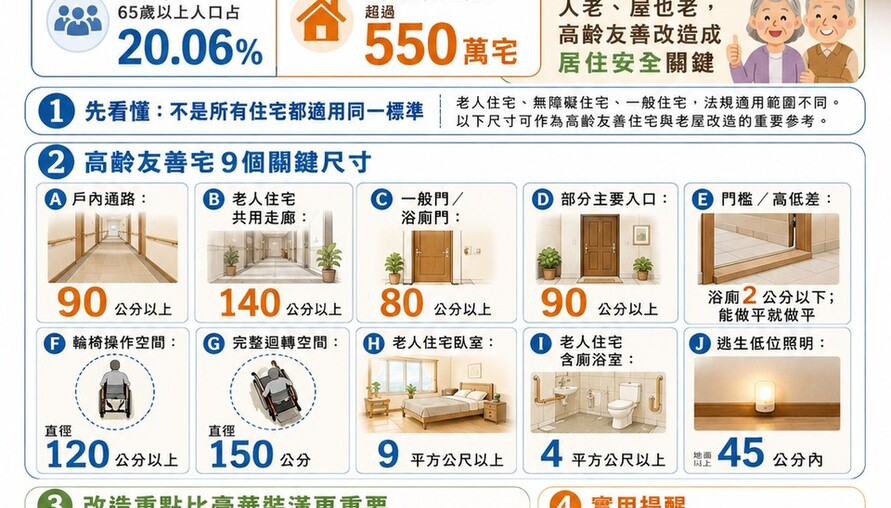 台灣每5人就有1位長者！高齡宅關鍵尺寸曝光　走道、浴廁、門檻一次看
