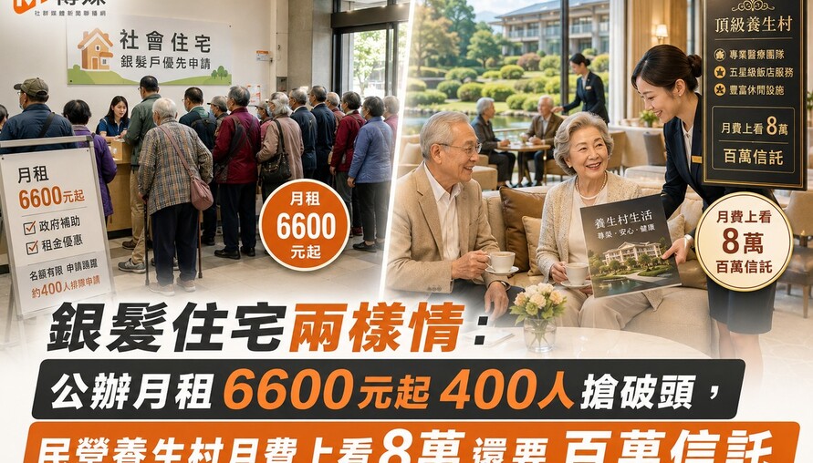 銀髮住宅兩樣情！公辦月租約6000元起400人排隊　民營最高近10萬、另有250萬信託或千萬押租金