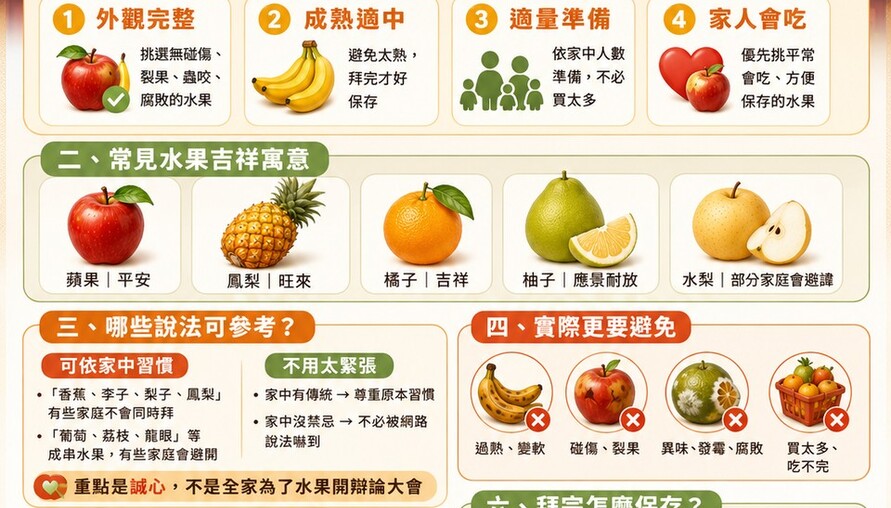 中元普渡水果怎麼準備？小編畫重點：新鮮、完整、適量、吃得完