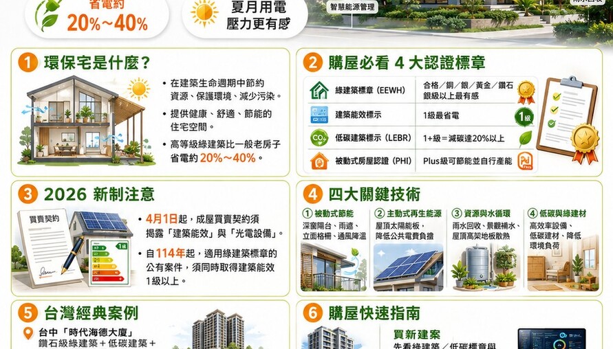 省電40%又抗熱浪！2026環保宅懶人包：綠建築標章、被動式設計一次看懂
