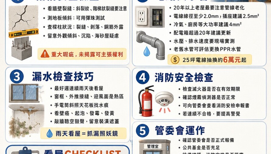 老屋檢查5要點｜結構、管線、漏水一次搞懂