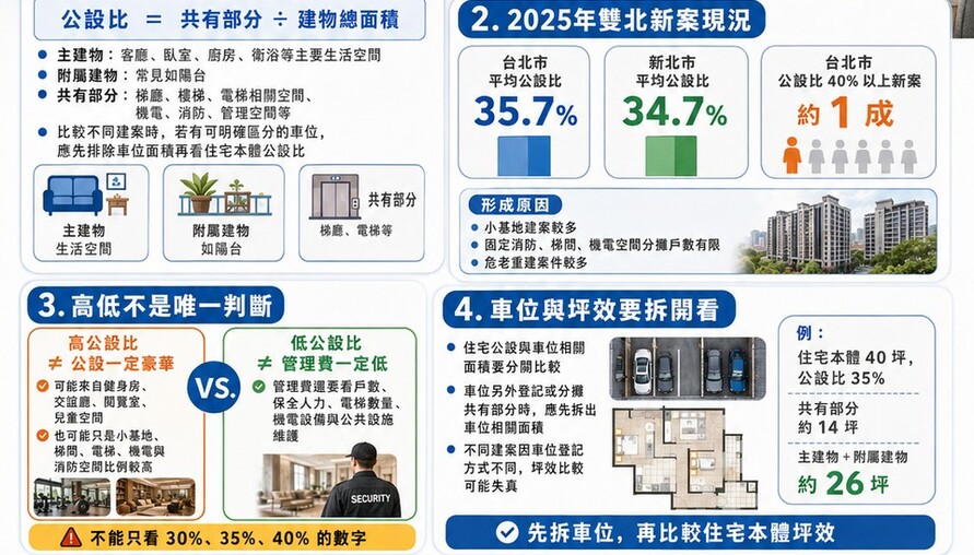 公設比高低不是唯一指標　雙北新案平均逾34%　室內坪效、車位與管理成本一次看