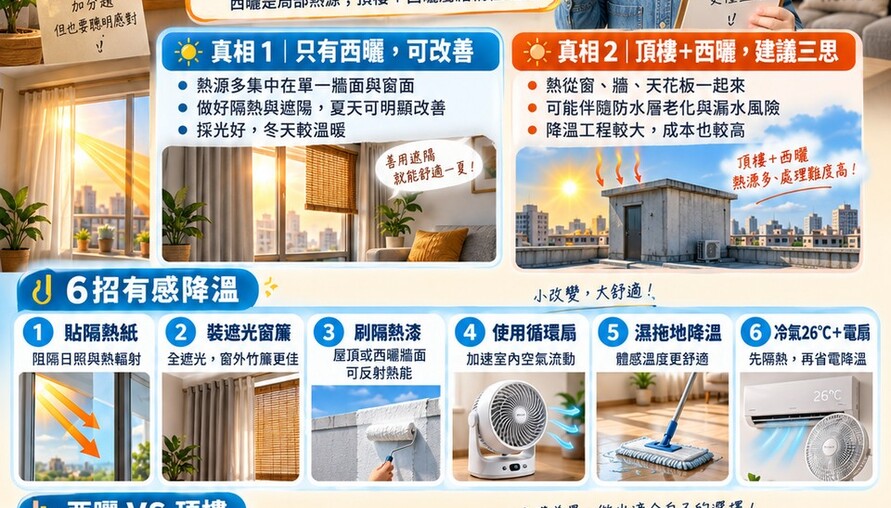 頂樓＋西曬怎麼選｜6招有感降溫、2真相一次看懂