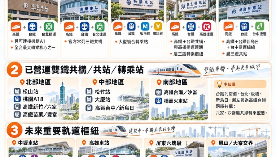 雙鐵／三鐵轉乘車站懶人包　全台共構、共站與未來軌道樞紐一次看