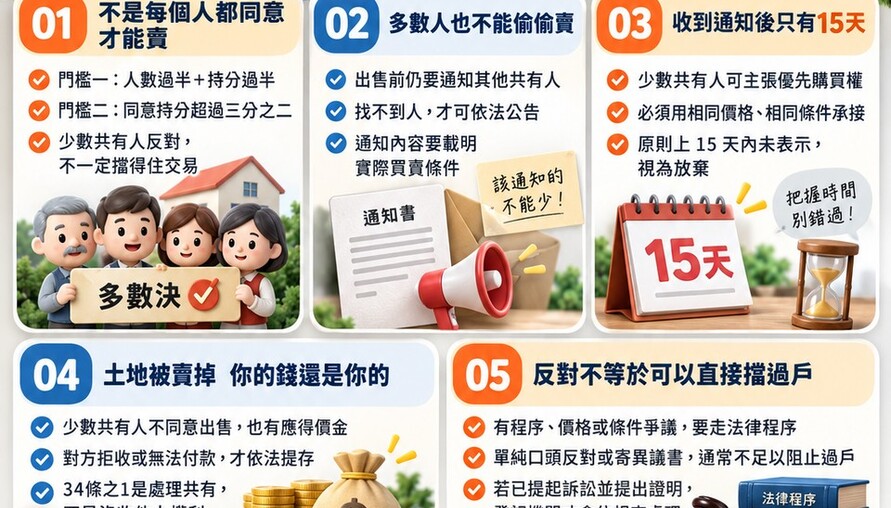 家族土地被「多數決」賣掉怎麼辦？土地法34-1條懶人包