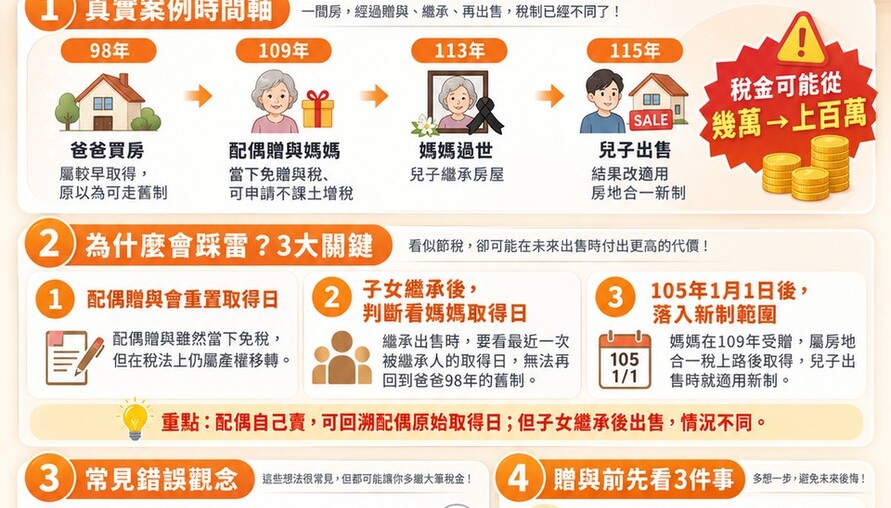配偶贈與後再繼承出售，稅金暴增百萬？專家拆解「重稅陷阱」關鍵