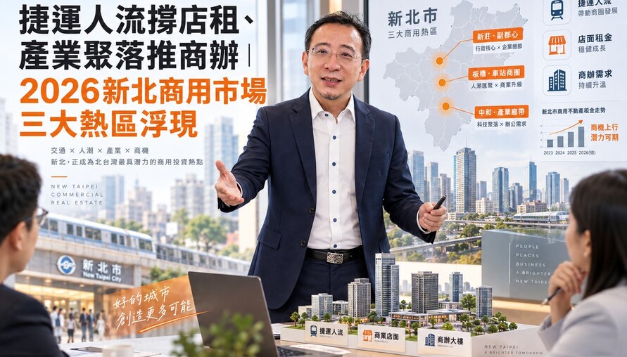 捷運人流撐店租、產業聚落推商辦｜2026新北商用市場三大熱區浮現