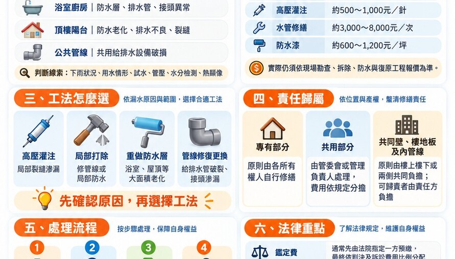 房屋漏水處理懶人包｜抓漏費用、工法、責任歸屬與法律流程一次看懂