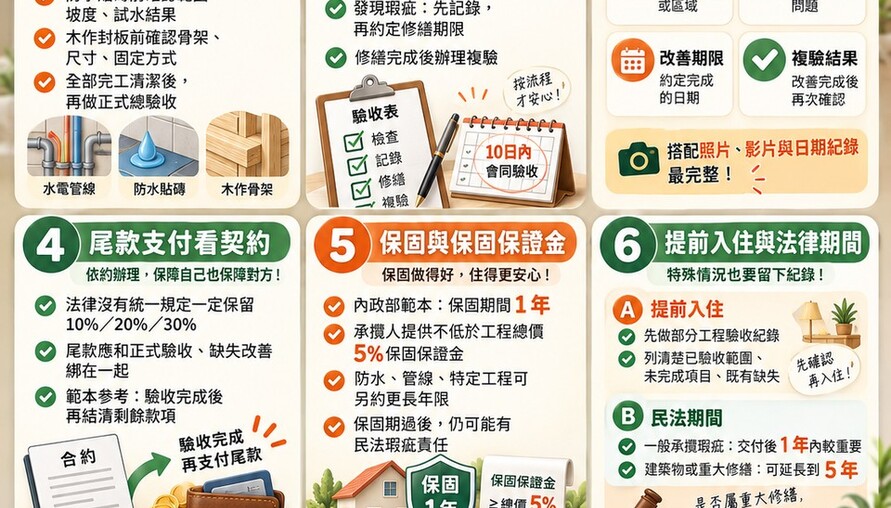 裝潢驗收懶人包｜缺失改善、尾款支付、保固追蹤SOP一次看懂