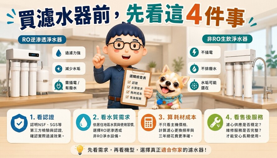 買濾水器前，先看這4件事：認證、水質、耗材、售後一次搞懂