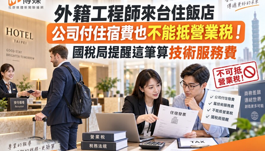 外籍工程師來台住飯店　公司付住宿費也不能抵營業稅！國稅局提醒這筆算技術服務費