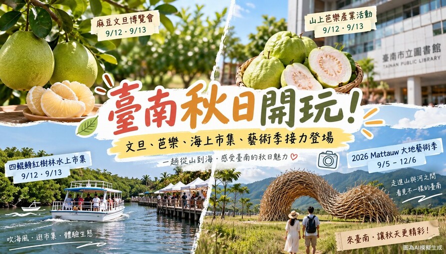 臺南秋日玩法一次看！文旦、芭樂、水上市集到大地藝術季接力登場