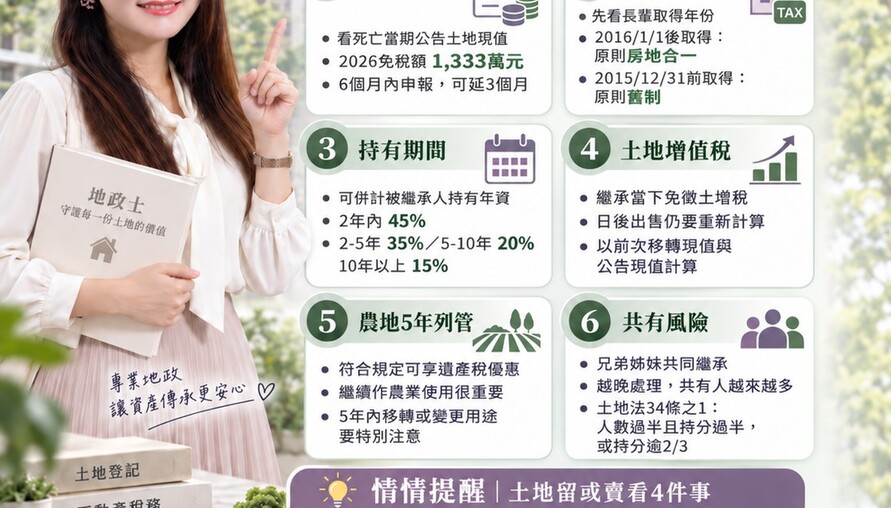 繼承土地｜房地合一、土增稅、持有成本與共有風險解析