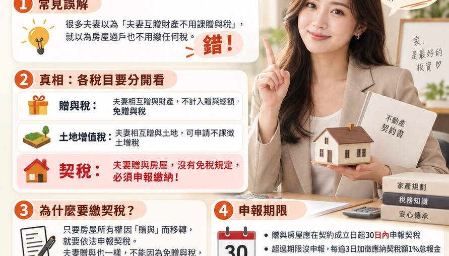 夫妻互贈房屋，免贈與稅但「這筆稅」一定要繳！懶人包一次看