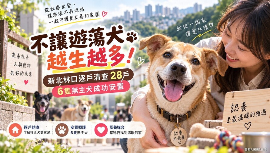 新北林口出招管遊蕩犬！逐戶清查28戶　6隻無主犬成功安置