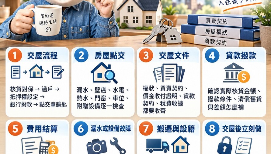交屋注意｜點交、文件、貸款撥款一次搞懂！買房最後一關，這8件事一定要確認
