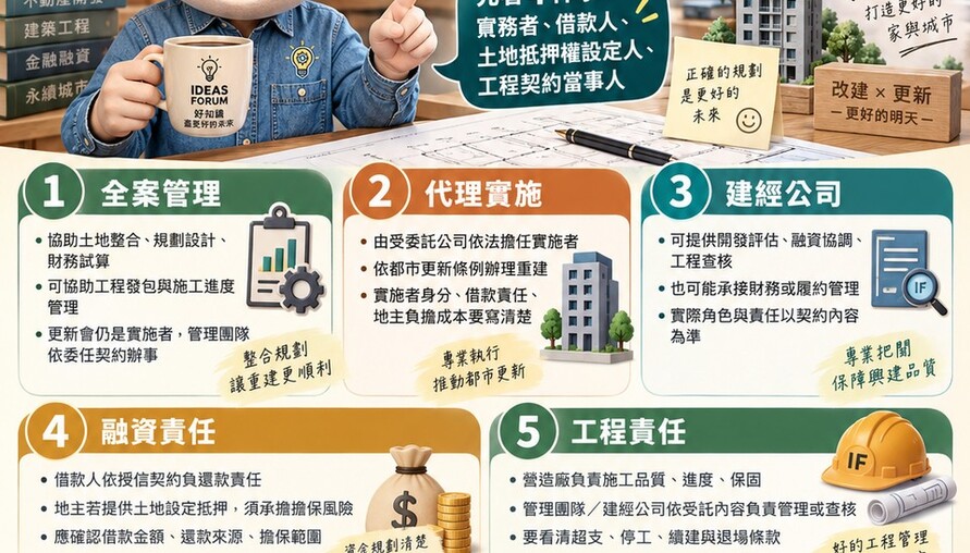 全案管理、代理實施、建經公司差異｜地主重建的借款、工程與履約責任一次看懂