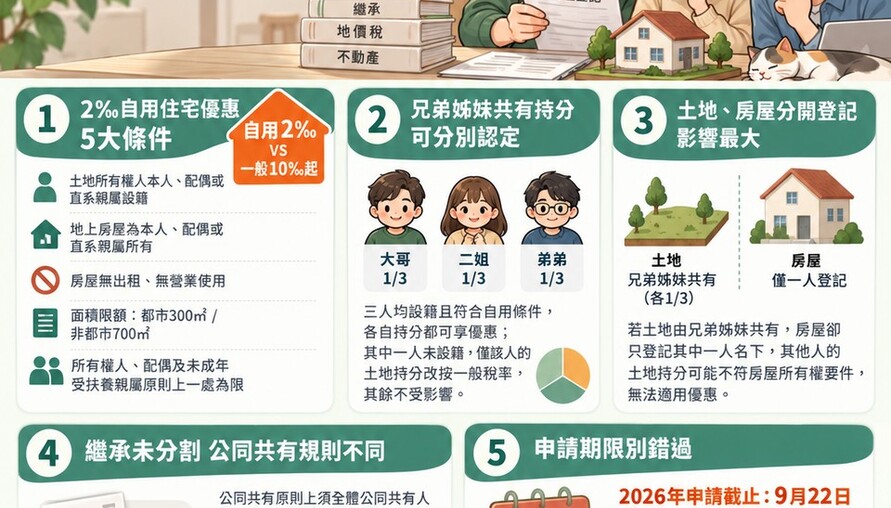 兄弟姊妹同住也能享地價稅優惠?！繼承共有房產掌握4大關鍵
