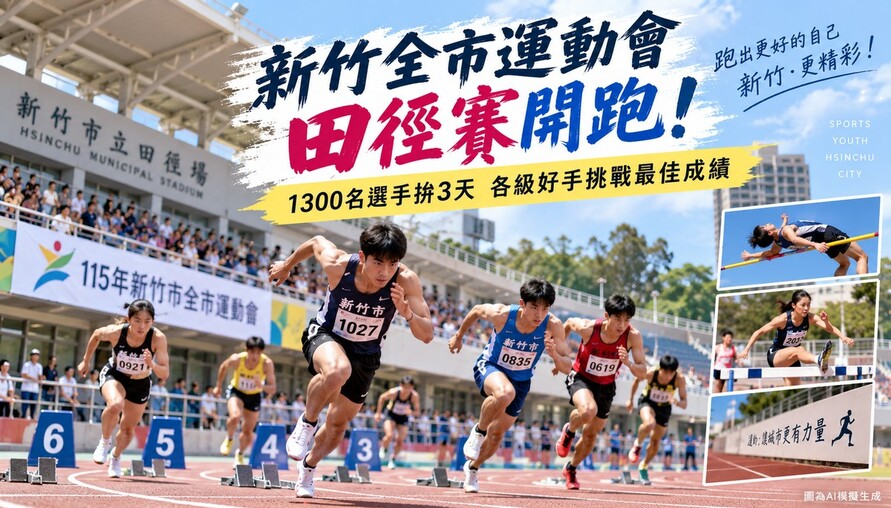 新竹全市運動會田徑賽開跑！1300名選手拚3天　從國小到社會組同場較勁