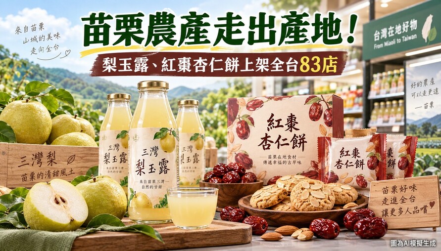 苗栗農產走出產地！梨玉露、紅棗杏仁餅上架全台83店　地方好味正式進軍通路